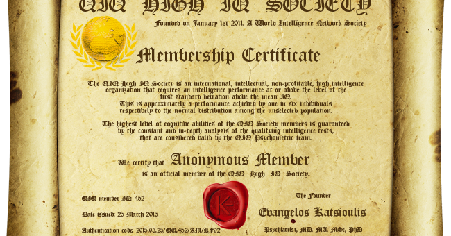 New QIQ Membership Certificate